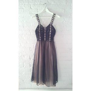 Black Pink Chiffon Slip Dress